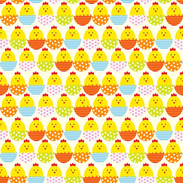 Easter Egg and 	Chicken Seamless Pattern Background Vector Illus — Stock Vector